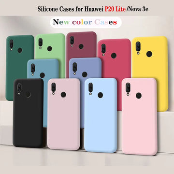 Deksel til Huawei P20 Lite Case Fundas Original Case Huawei P20 Lite Nova 3e Shockproof TPU Liquid Silicone Protective Phone Back Cover