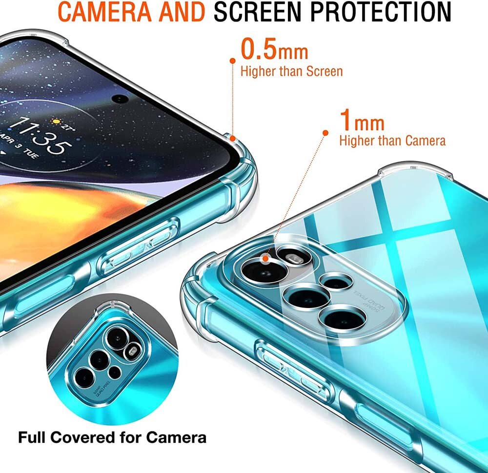 Deksel til Moto G22 G32 G42 G62 5G Crystal Soft TPU Transparent Shockproof Phone Cover for Motorola Moto G72 G82 G52 G 2022