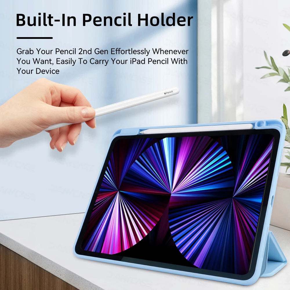 Deksel til iPad Air 5/4 10.9 deksel Pro 11 12.9 Mini 6 8.3in 2019 10.2 7/8/9th 2022 10th Generation Stand deksel