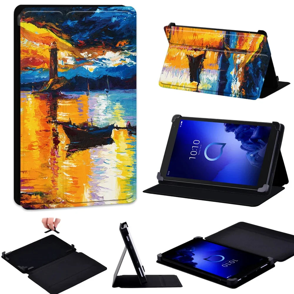 Deksel til Alcatel 1T 10"/Alcatel 1T 7"/3T 10"/3T 8" Tablet Case Universal Pu Leather Stand Adjustable Size Anti-fall Protective Cover