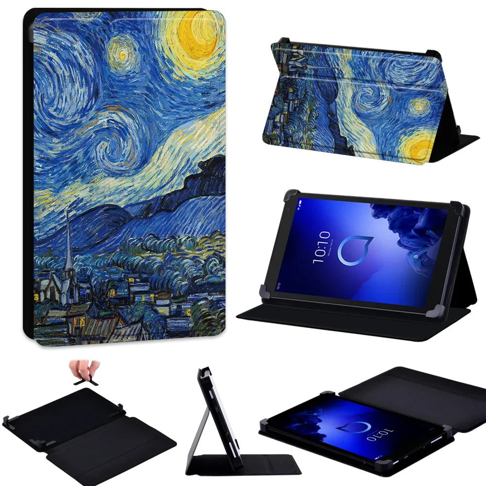 Deksel til Alcatel 1T 10"/Alcatel 1T 7"/3T 10"/3T 8" Tablet Case Universal Pu Leather Stand Adjustable Size Anti-fall Protective Cover