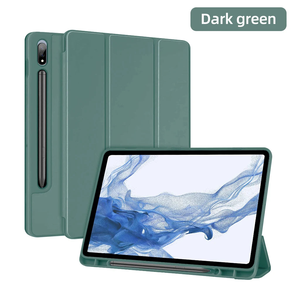 Deksel til Samsung Galaxy Tab S8 Ultra 14.6 S8 Plus S7 Plus S7 FE 12.4 S7 S8 11 S6 Lite 10.4 med penneholder