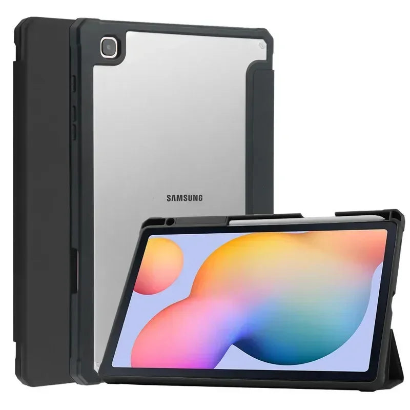 Deksel til Samsung Galaxy Tab S6 Lite 10.4 2024 P620 P625 P610 P615 P613 P619 med penneholder trebrettbart etui med stativ