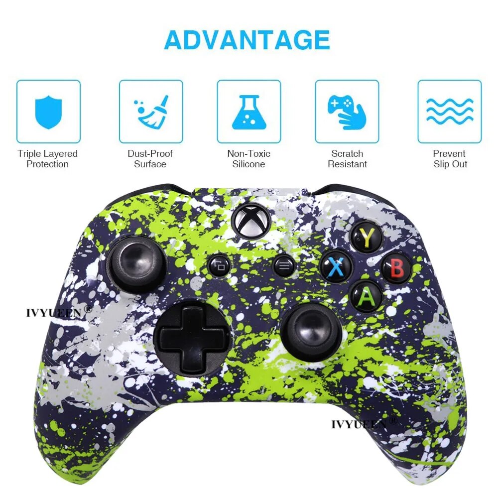Deksel til XBox One X S Controller Protector Water Transfer Printing Camouflage Cover Grips Caps