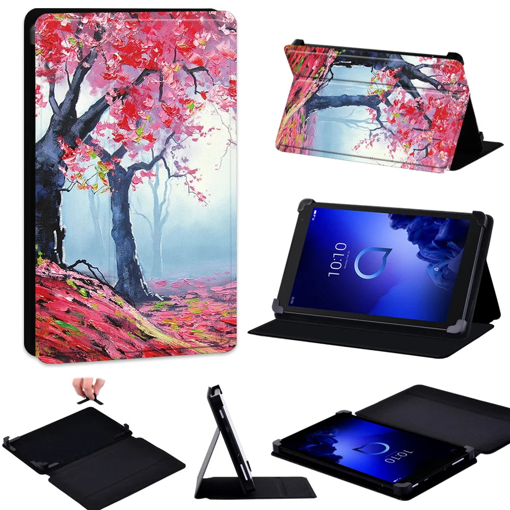 Deksel til Alcatel 1T 10"/Alcatel 1T 7"/3T 10"/3T 8" Tablet Case Universal Pu Leather Stand Adjustable Size Anti-fall Protective Cover
