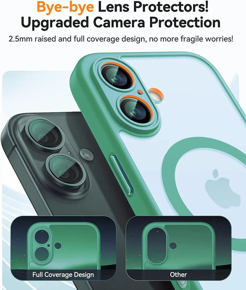 Deksel til iPhone 16 15 14 13 Pro Max Plus For MagSafe trådløst lade-deksel Matte Translucent PC