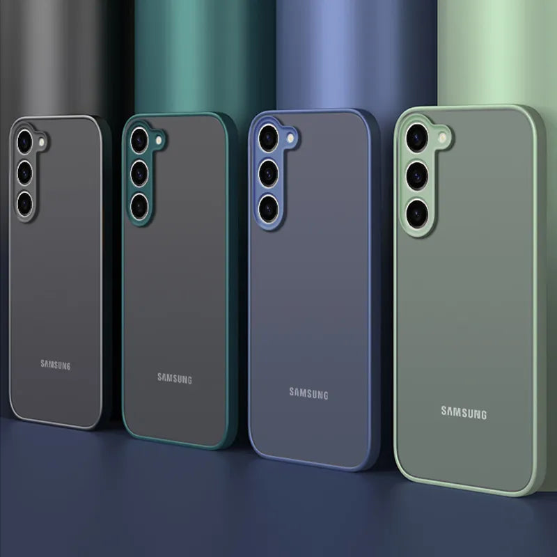 Deksel til Samsung Galaxy S23 S22 S21 S20 Note 20 Ultra S10 10 S9 Plus 9 8 Hard baksidedeksel Silicone Soft Shell