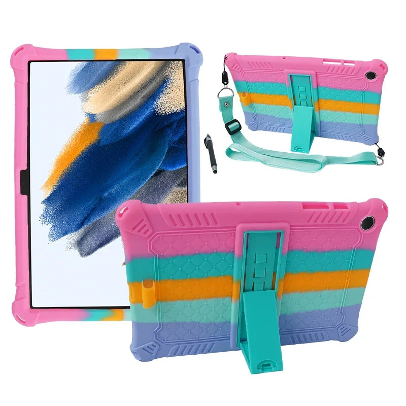 Deksel til Samsung Galaxy Tab A9+11"plus 2023 SM-X210 X215 X216 A9 8.7 SM-X110/X115 støtsikkert silikondeksel med stativ for barn
