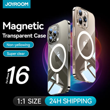 Deksel til iPhone 16 15 Pro Max Case Transparent Cover For iPhone 16 Wireless Charger Magnet Cover Anti Yellow