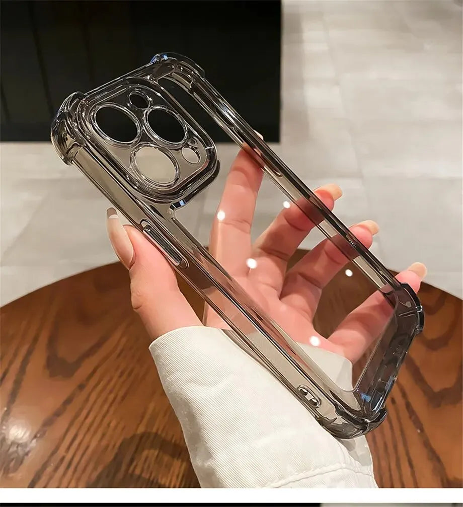 Deksel til iPhone 15 14 13 12 11 Pro Max 14 15 Plus Silicone Bumper Transparent Hard baksidedeksel