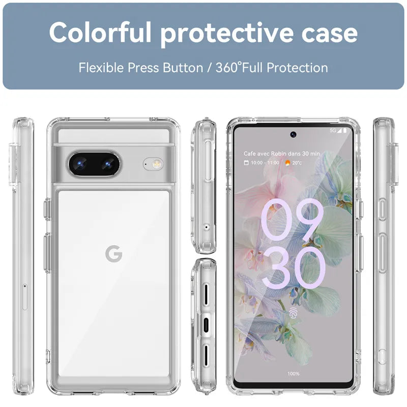 Deksel til Google Pixel 7 Case Cover Google Pixel 7 Capa Shockproof Bumper Clear Transparent Multicolour Fundas Google Pixel 7 8 Pro 7A