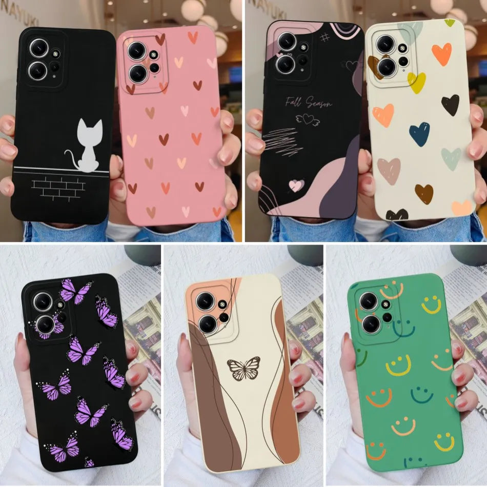 Deksel til Xiaomi Redmi Note 12 12S 4G 5G Patterned Full Protection Soft Liquid Silicone Cartoon deksel For Redmi Note 12 S
