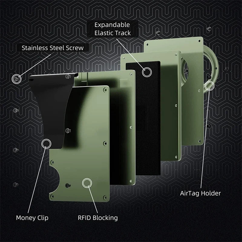 Deksel til Apple AirTag Apple Card holder Rfid Aluminum deksel Metal Wallet Credit ID Men Slim Business Cardholder Cash Strap Apple AirTag Carbon Fiber
