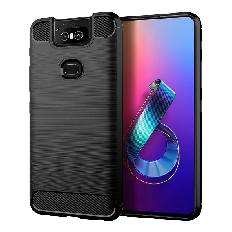 Deksel til Asus Zenfone 6 Case Shockproof Back Cover For zenfone 6z Soft Phone Cases for ASUS zs630kl Carbon Fiber Case Coque Fundas
