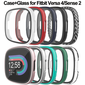 Deksel til Fitbit Versa 4 PC Full Cover Screen Protector for Fitbit Sense 2 Versa 4 Protective Cover Smartwatch Accessories