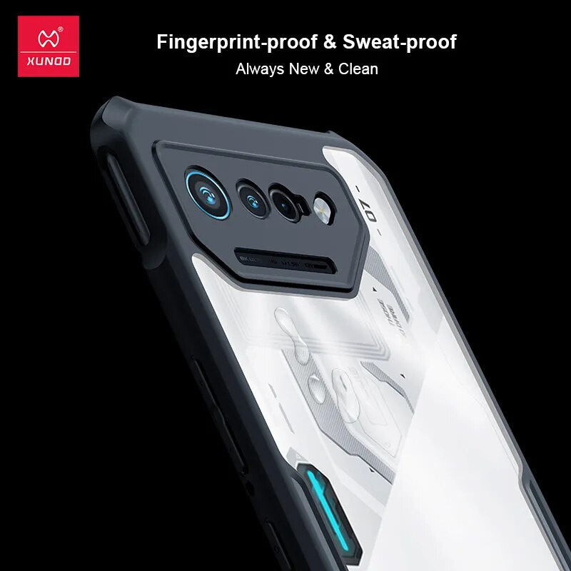 Deksel til ASUS ROG Phone 7 6 Pro Phone 7 Ultimate Case,PC&TPU Airbags Shockproof Shell,Back Transparent Lens Protection Cover