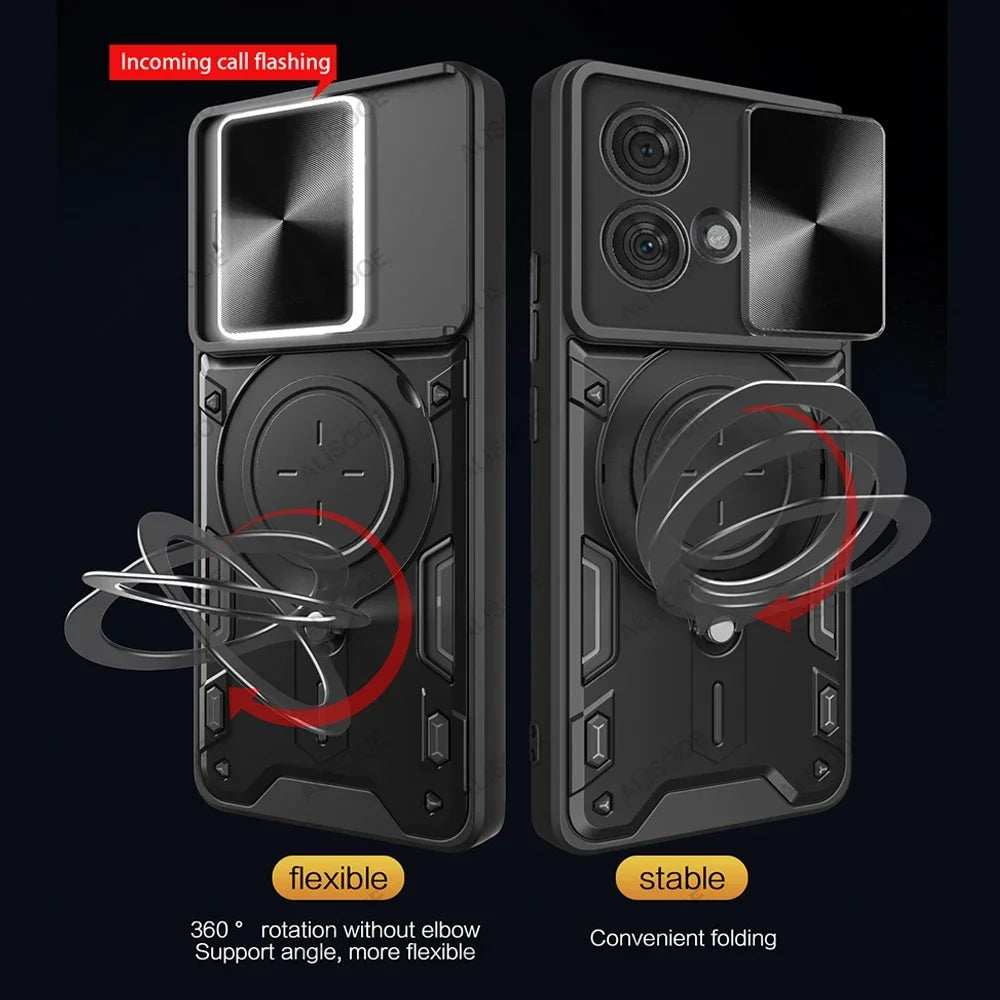 Deksel til Motorola Edge 40 Neo Case Slide Camera Magnetic Stand Cover for Moto Edge 40 Pro G84 G54 G14 G13 G23 G53 Funda