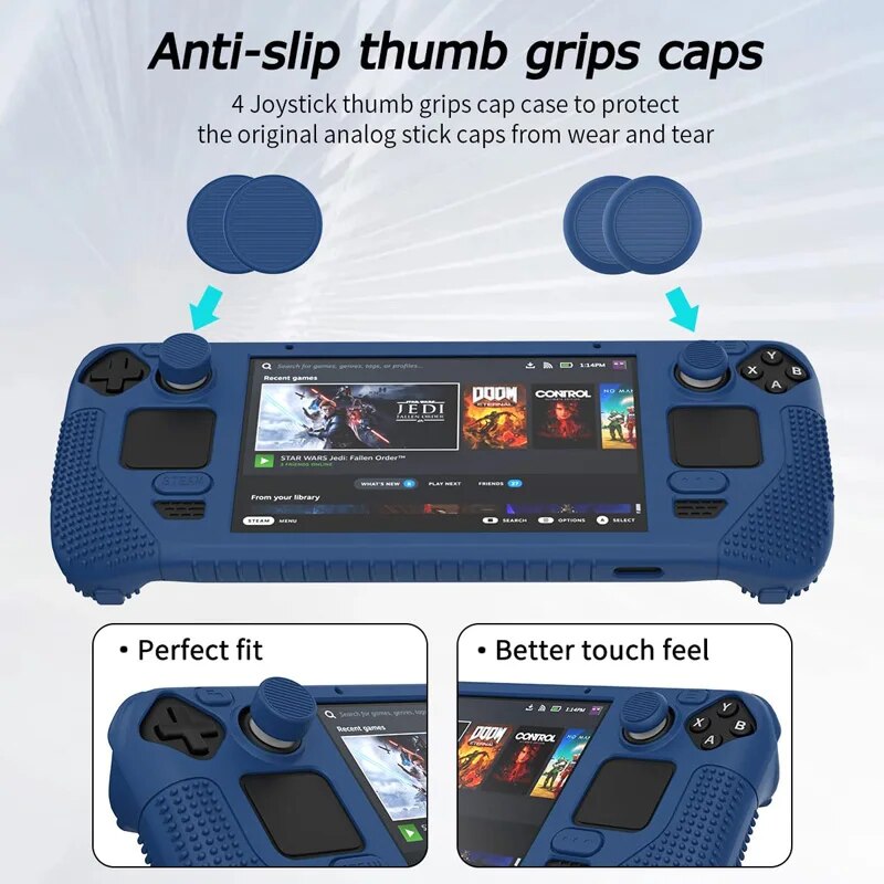 Deksel til Soft Silicone Protective Case for Valve Steam Deck Game Console Anti-drop Shock Proof Frame with 4 Rocker Caps