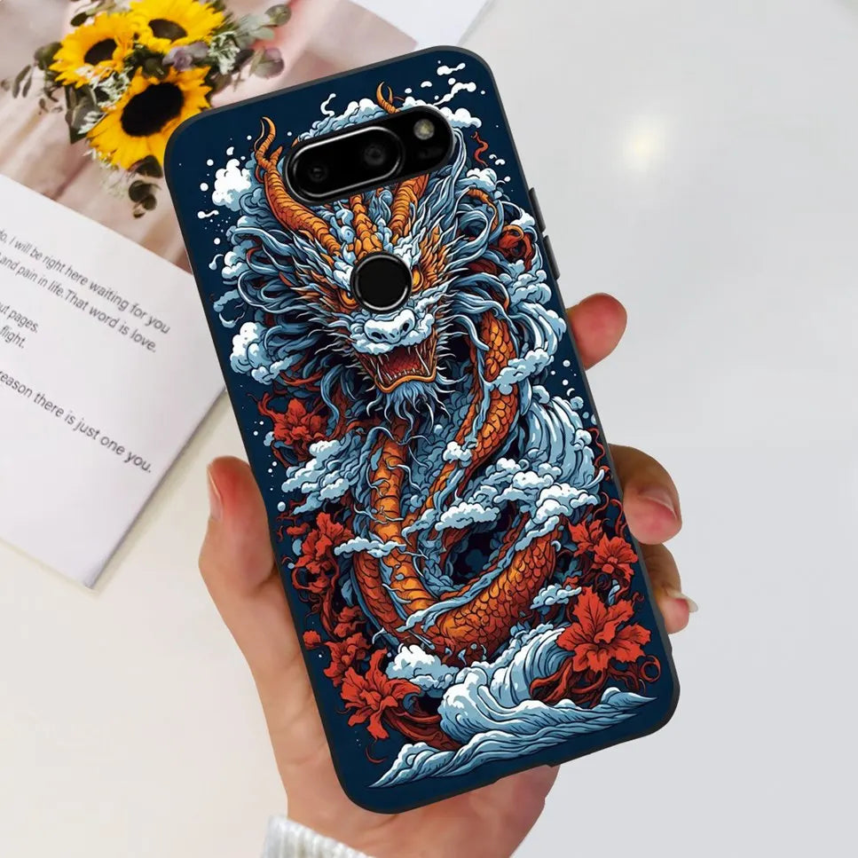 Deksel til LG V30 2017 Case Cute Cartoon Print Flower Soft Silicone TPU Black Cover For LG v30 H930 6.0" Bumper Phone Case Funda