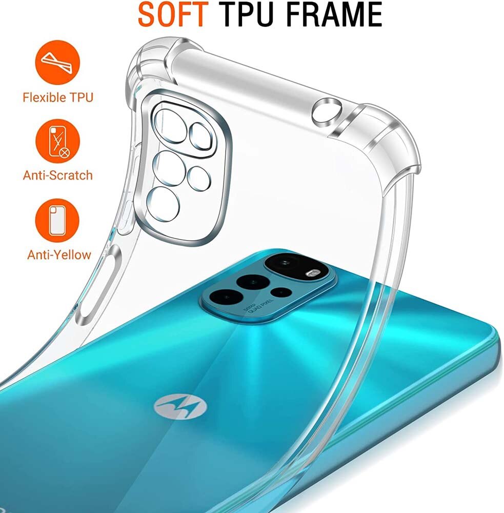 Deksel til Moto G22 G32 G42 G62 5G Crystal Soft TPU Transparent Shockproof Phone Cover for Motorola Moto G72 G82 G52 G 2022