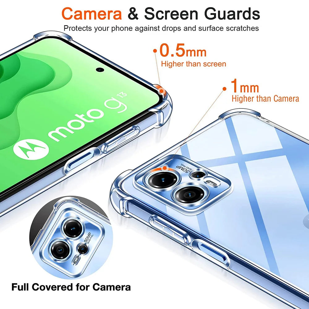 Deksel til Motorola Moto G13 G23 G53 G73 G22 G32 G42 G52 G62 5G G72 G82 Clear Transparent Protector Cover