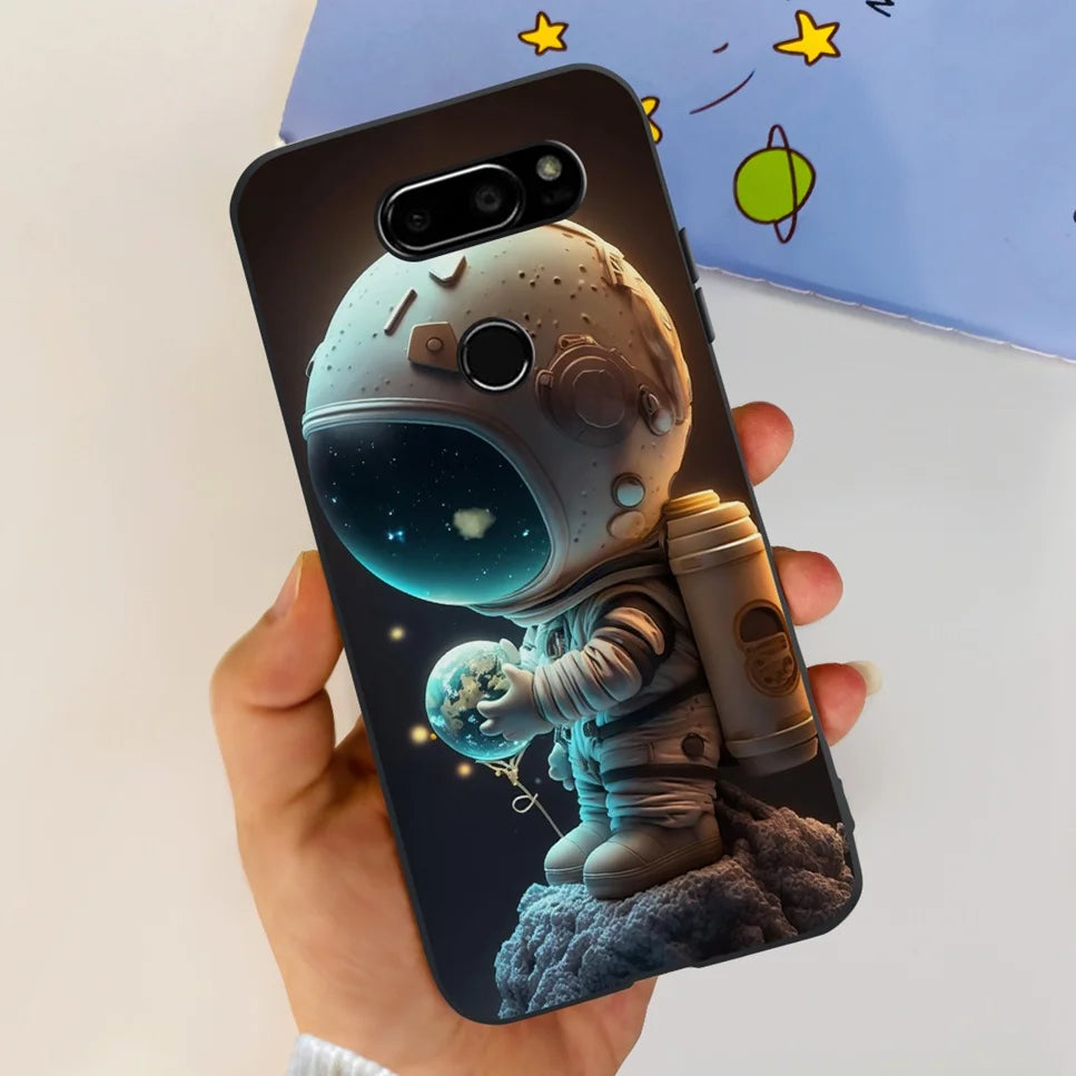 Deksel til LG V30 2017 Case Cute Cartoon Print Flower Soft Silicone TPU Black Cover For LG v30 H930 6.0" Bumper Phone Case Funda