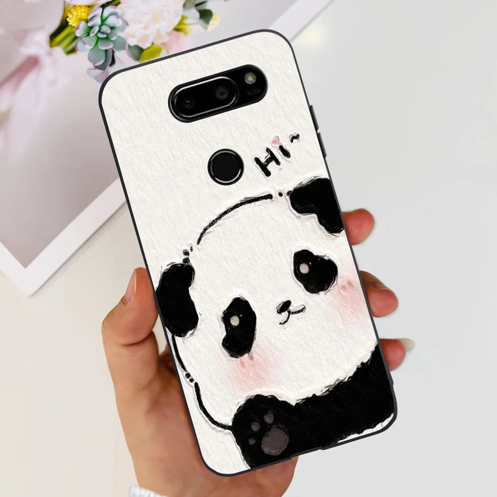 Deksel til LG V30 2017 Case Cute Cartoon Print Flower Soft Silicone TPU Black Cover For LG v30 H930 6.0" Bumper Phone Case Funda