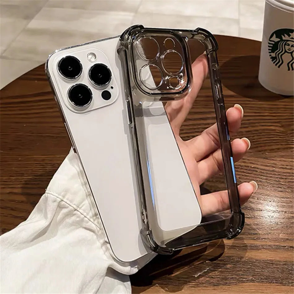 Deksel til iPhone 15 14 13 12 11 Pro Max 14 15 Plus Silicone Bumper Transparent Hard baksidedeksel