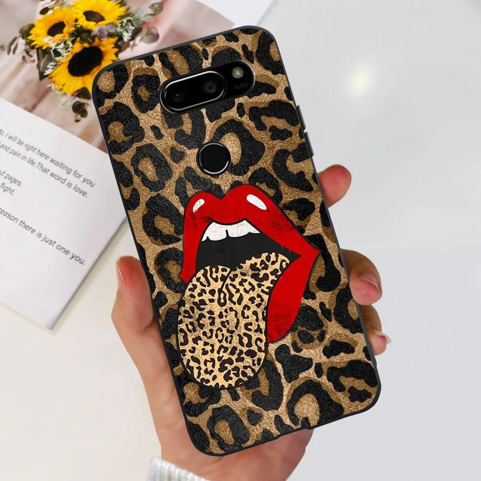 Deksel til LG V30 2017 Case Cute Cartoon Print Flower Soft Silicone TPU Black Cover For LG v30 H930 6.0" Bumper Phone Case Funda