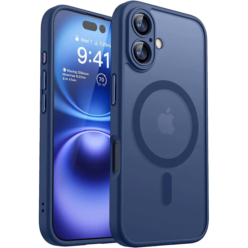 Deksel til iPhone 16 15 14 13 Pro Max Plus For MagSafe trådløst lade-deksel Matte Translucent PC