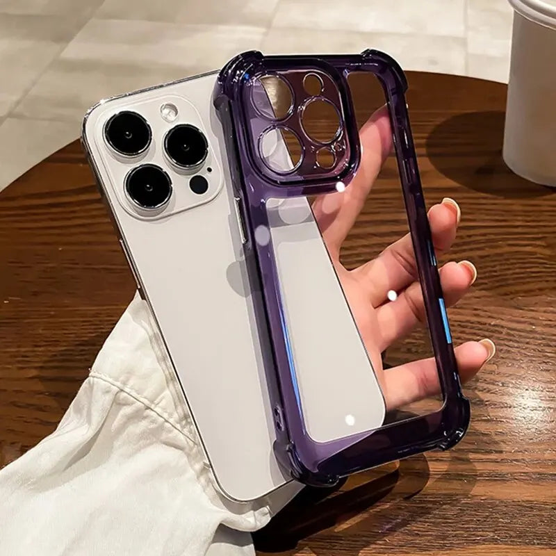 Deksel til iPhone 15 14 13 12 11 Pro Max 14 15 Plus Silicone Bumper Transparent Hard baksidedeksel
