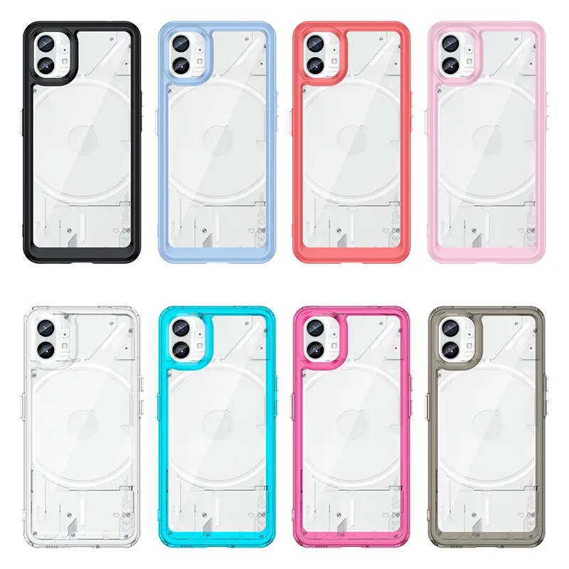 Deksel til Nothing Phone1 Case Nothing Phone 1 2 Cover Coque Funda Hard Translucent Soft Frame Shockproof Clear Case Nothing Phone 1