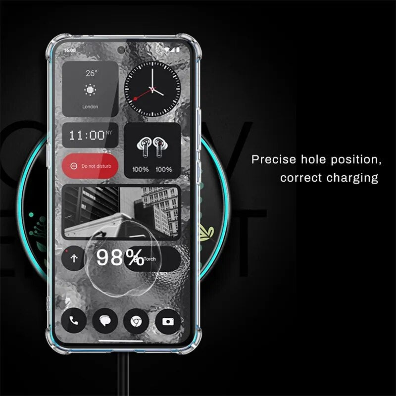 Deksel til NothingPhone2 Case + Camera Lens Screen Protector Tempered Glass For Nothing Phone (2) Phone2 Two 5G Soft TPU Protect Funda