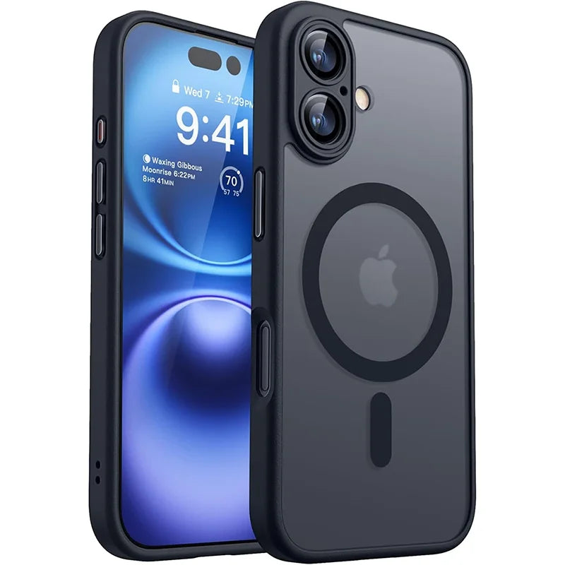 Deksel til iPhone 16 15 14 13 Pro Max Plus For MagSafe trådløst lade-deksel Matte Translucent PC