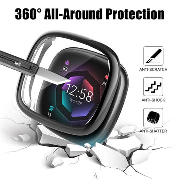 Deksel til Fitbit Versa 4/Sense 2 Case Screen Protector Accessorie Soft TPU Plated All-Around Protective Screen Full Cover Bumper