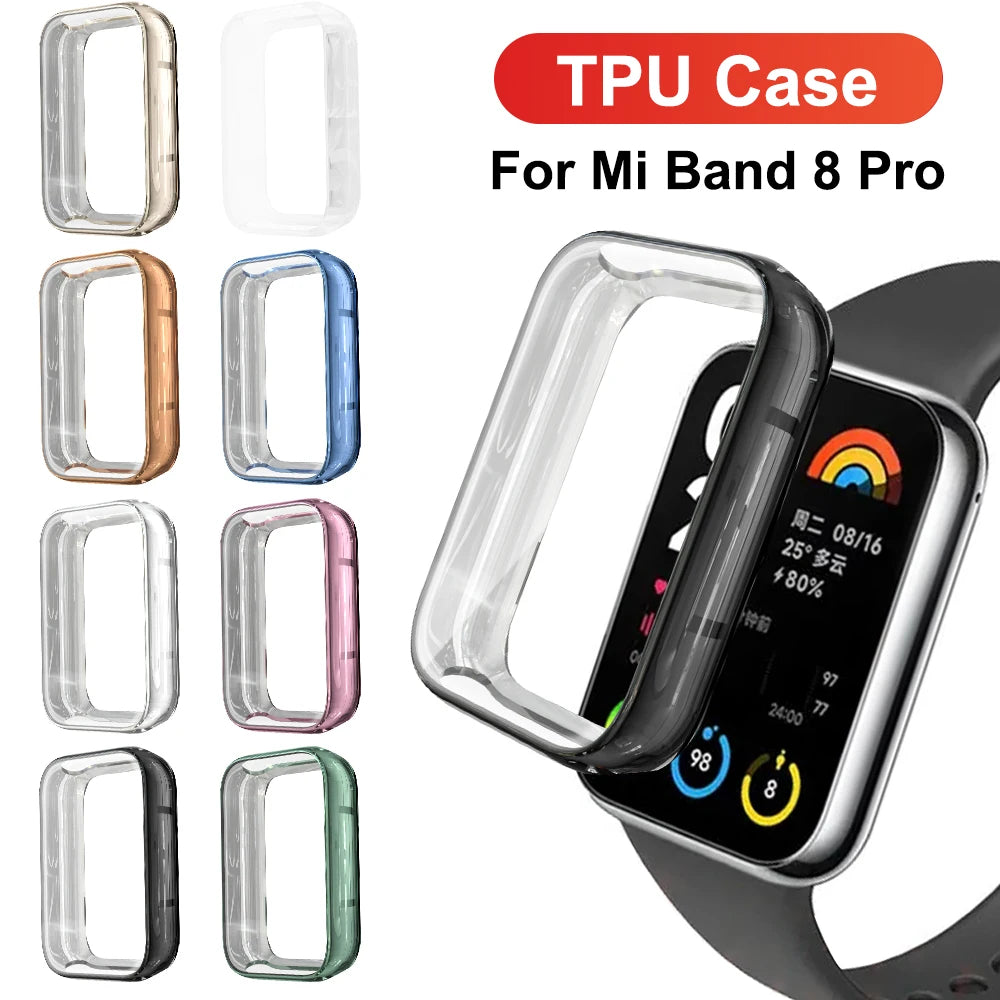 Deksel til Xiaomi Mi Band 8 Pro TPU Plating Protective deksel Full Screen Protector Bumper Xiaomi Mi band 8 Active deksel Accessories