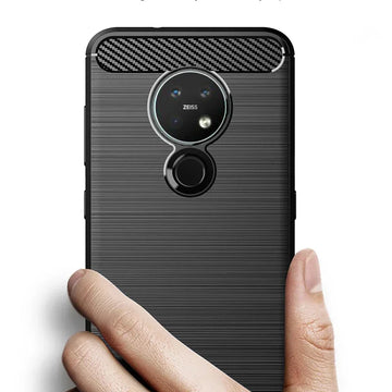 Deksel til Nokia 7.2 Case Shockproof Brushed Carbon Fiber Soft Bumper Case Cover for Nokia 6.2 / 7.2 Phone Cases  Coque