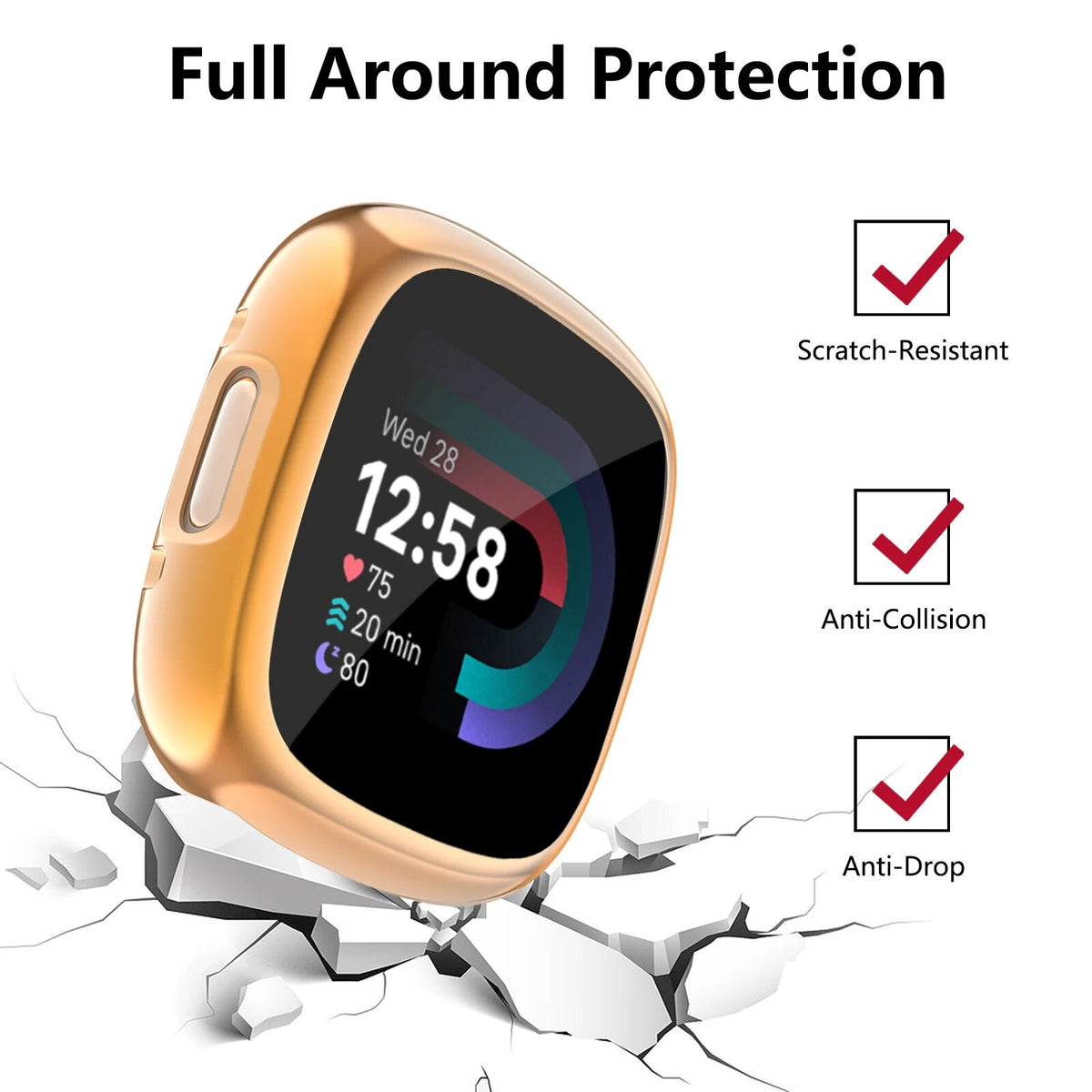 Deksel til Fitbit Versa og Sense galvanisert bumper (Design A)
