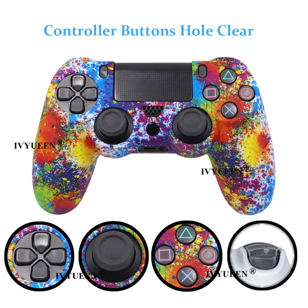 Deksel til Sony Dualshock 4 PS4 DS4 Slim Pro Controller Silicone Camo Case Protective Skin + Thumb Grip Caps for PlayStation 4