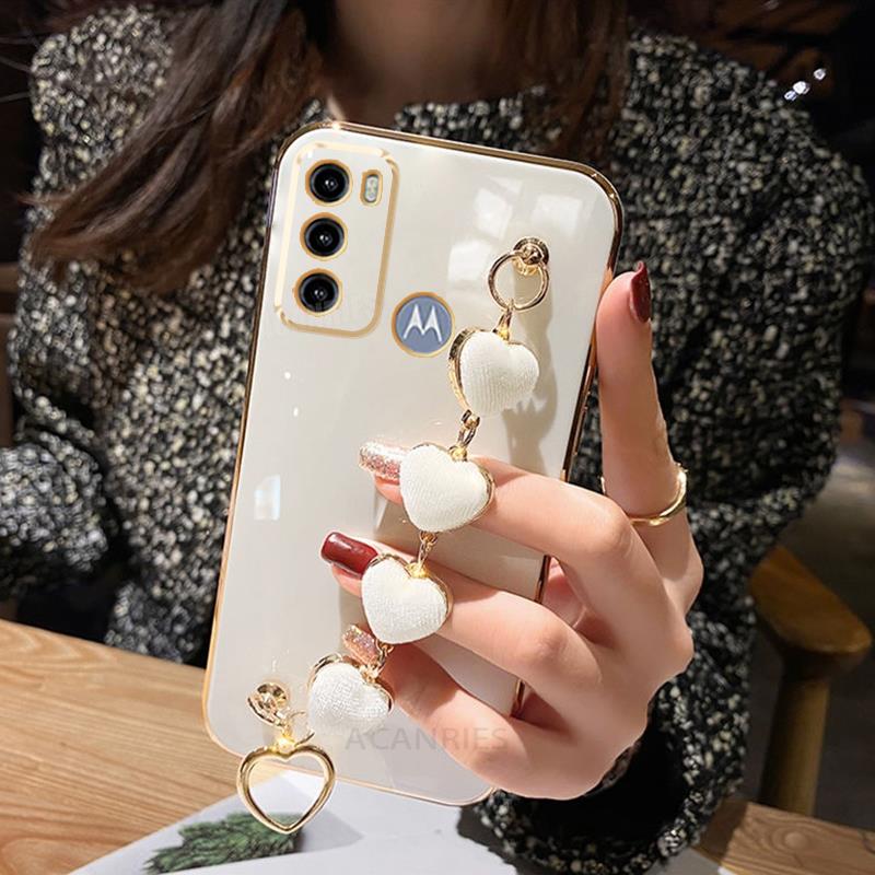 Deksel til Motorola Moto G60 G30 G20 G10 G50 4g G22 G23 G52 G8 G9 Plus E7 Chain Plating Silicone Cover