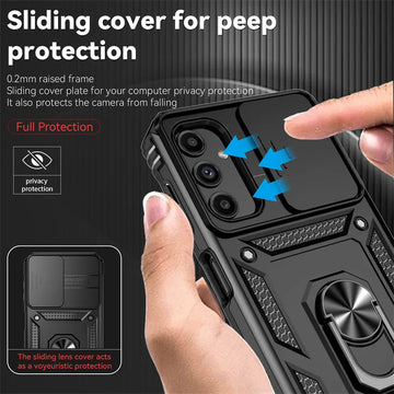 Deksel til Samsung Galaxy A14 A24 A34 A54 5G Case Ring Holder Armor Shockproof Coque For Galaxy A 14 24 34 54 Slide Lens Protect Cover