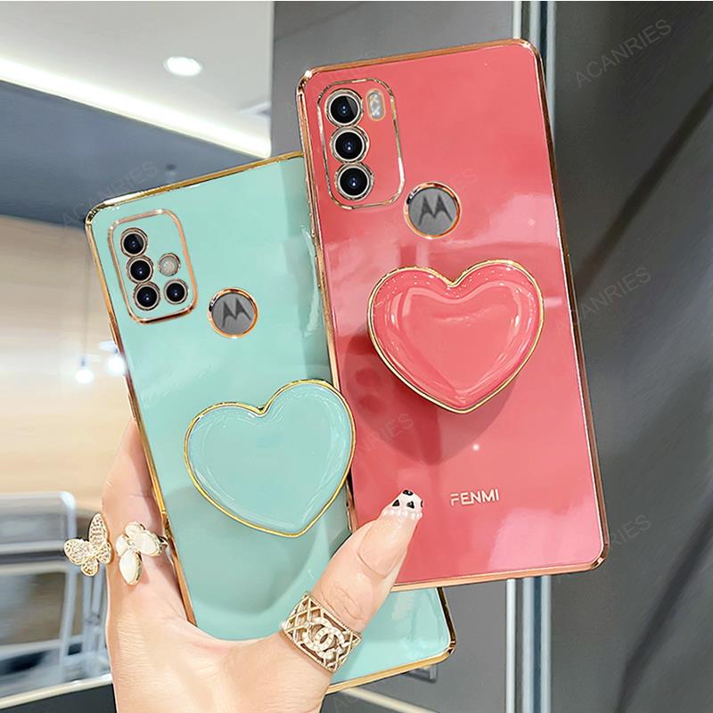 Deksel til Motorola Moto G60 G50 G30 G20 G10 G9 G8 Play E7 Plus Power 5G E20 Plating Stand Silicon Cover