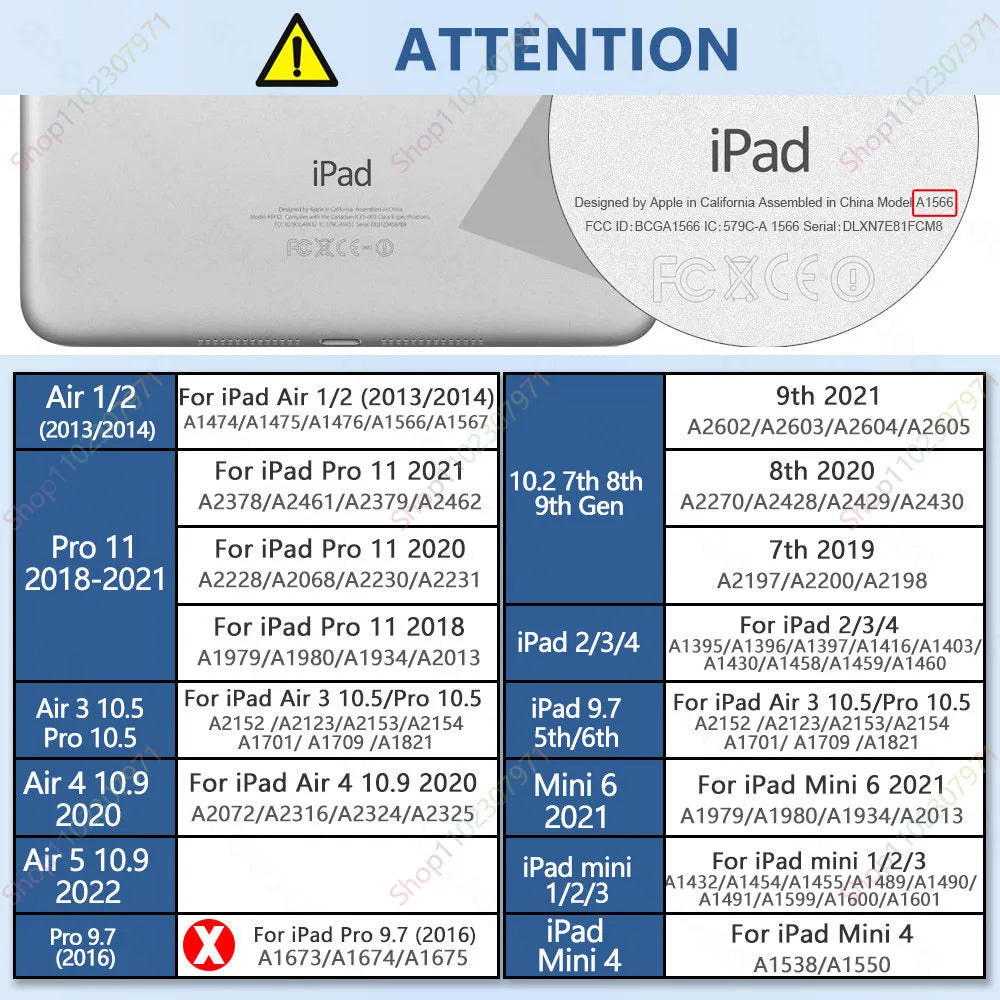 Deksel til iPad 10.2 9th Generation iPad Pro 11 2022 2018 iPad Air 5th/ 4th Gen 10th 10.9 9.7 Air3 Pro10.5