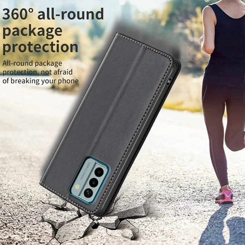Deksel til Nokia C32 C22 C12 C02 G42 G22 G11 G310 magnetisk lommeboketui i skinn med motiv