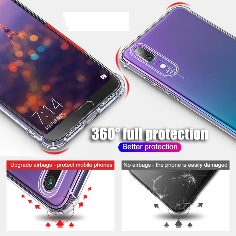 Deksel til Huawei P20 P30 Lite Pro Protective Transparent Case Mate 20 30 Lite Honor 20 Lite pro Silicone Back Cover