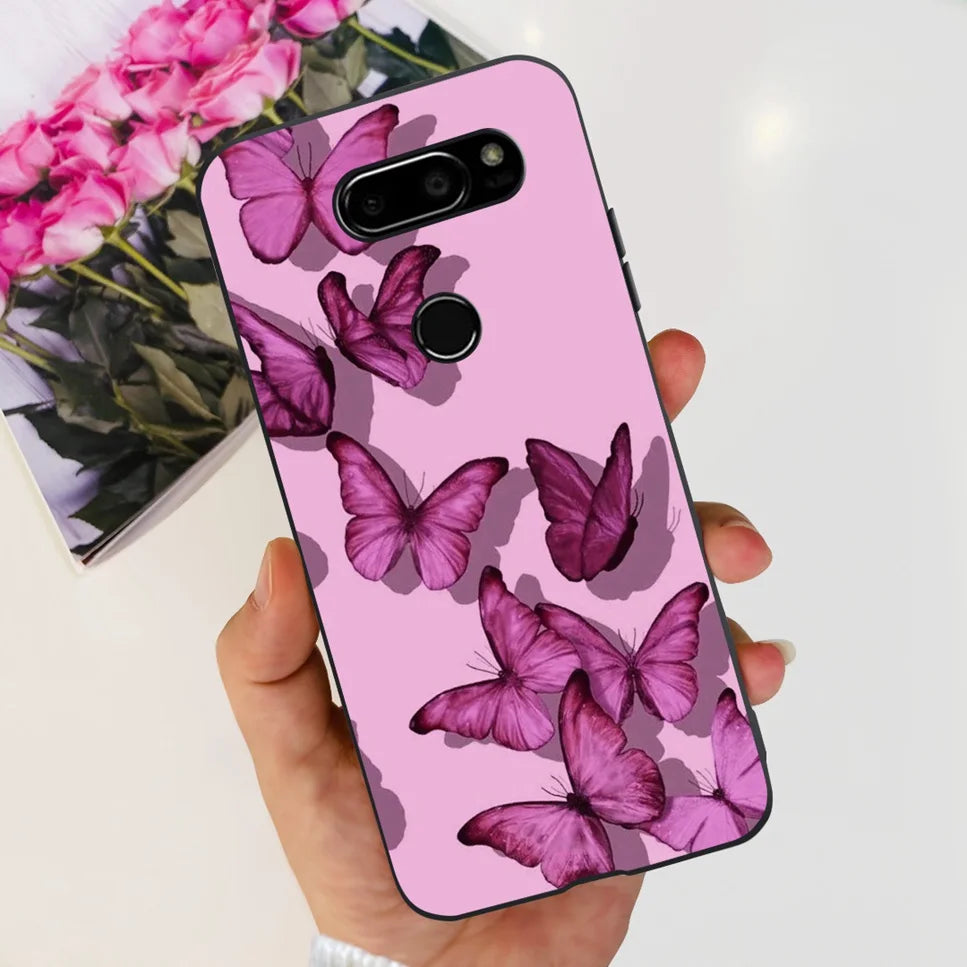 Deksel til LG V30 2017 Case Cute Cartoon Print Flower Soft Silicone TPU Black Cover For LG v30 H930 6.0" Bumper Phone Case Funda