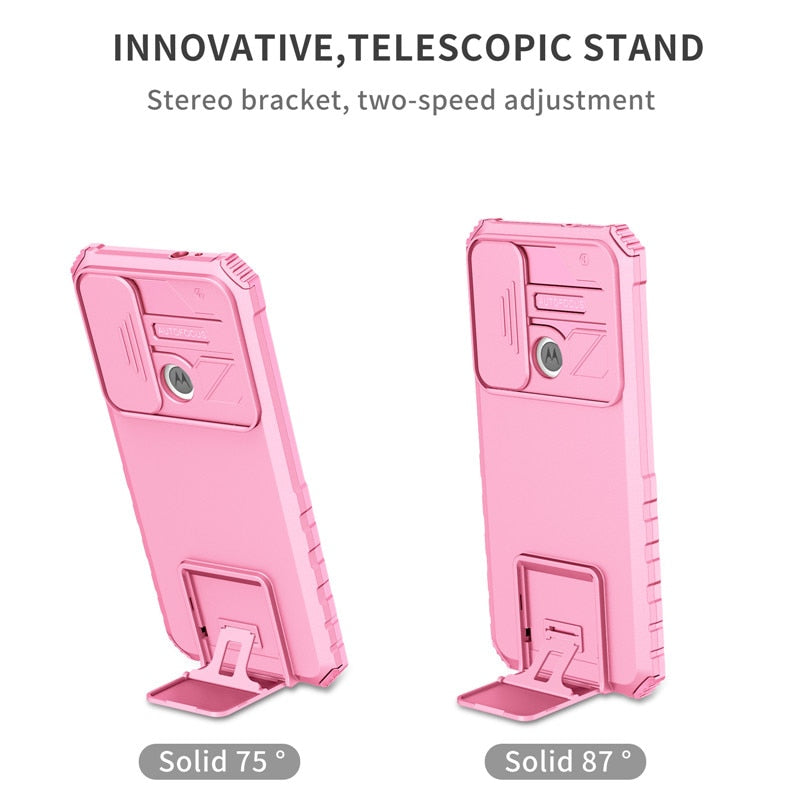 Deksel til Motorola Moto G10 G20 G30 G50 5G G22 G42 G52 Shockproof Armor Camera Lens Case For E20 E30 E40 E32 Kickstand Stand Cover