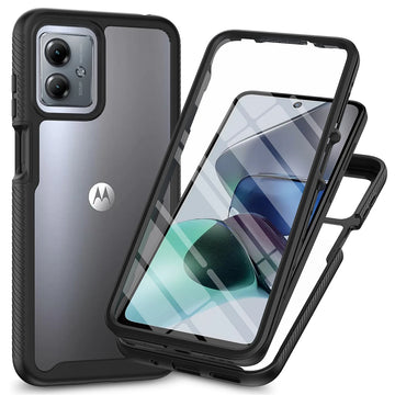Deksel til Moto G54 5G Shockproof Clear Case Built in Screen Protector Full Body Rugged Defender Cover for Motorola G14 Case, G84 5G Cases