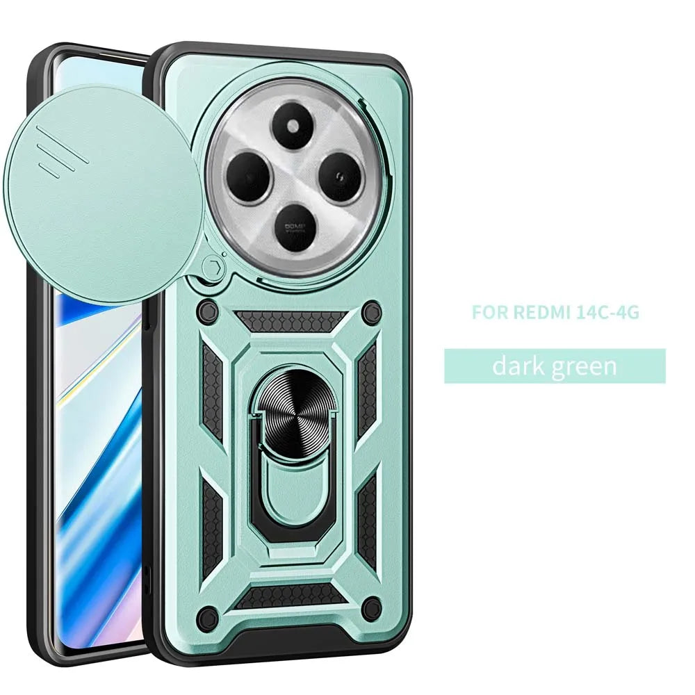 Deksel til Xiaomi Redmi 14C 4G Car Holder Phone deksel For Redmi 14C Camera Lens Protection Fundas