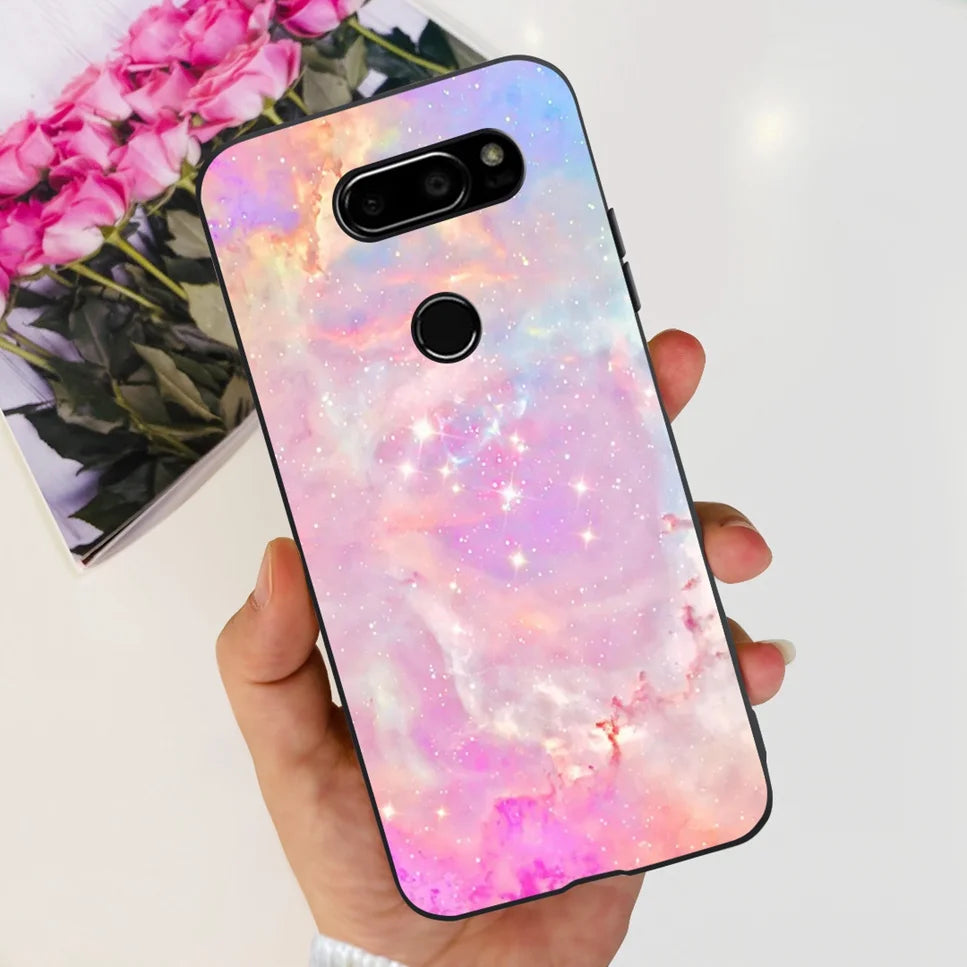 Deksel til LG V30 2017 Case Cute Cartoon Print Flower Soft Silicone TPU Black Cover For LG v30 H930 6.0" Bumper Phone Case Funda